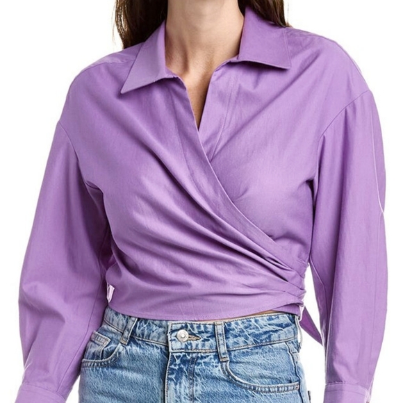 VINCE. | Purple Tie Back Long Sleeve Collared Shirt - Picture 11 of 12